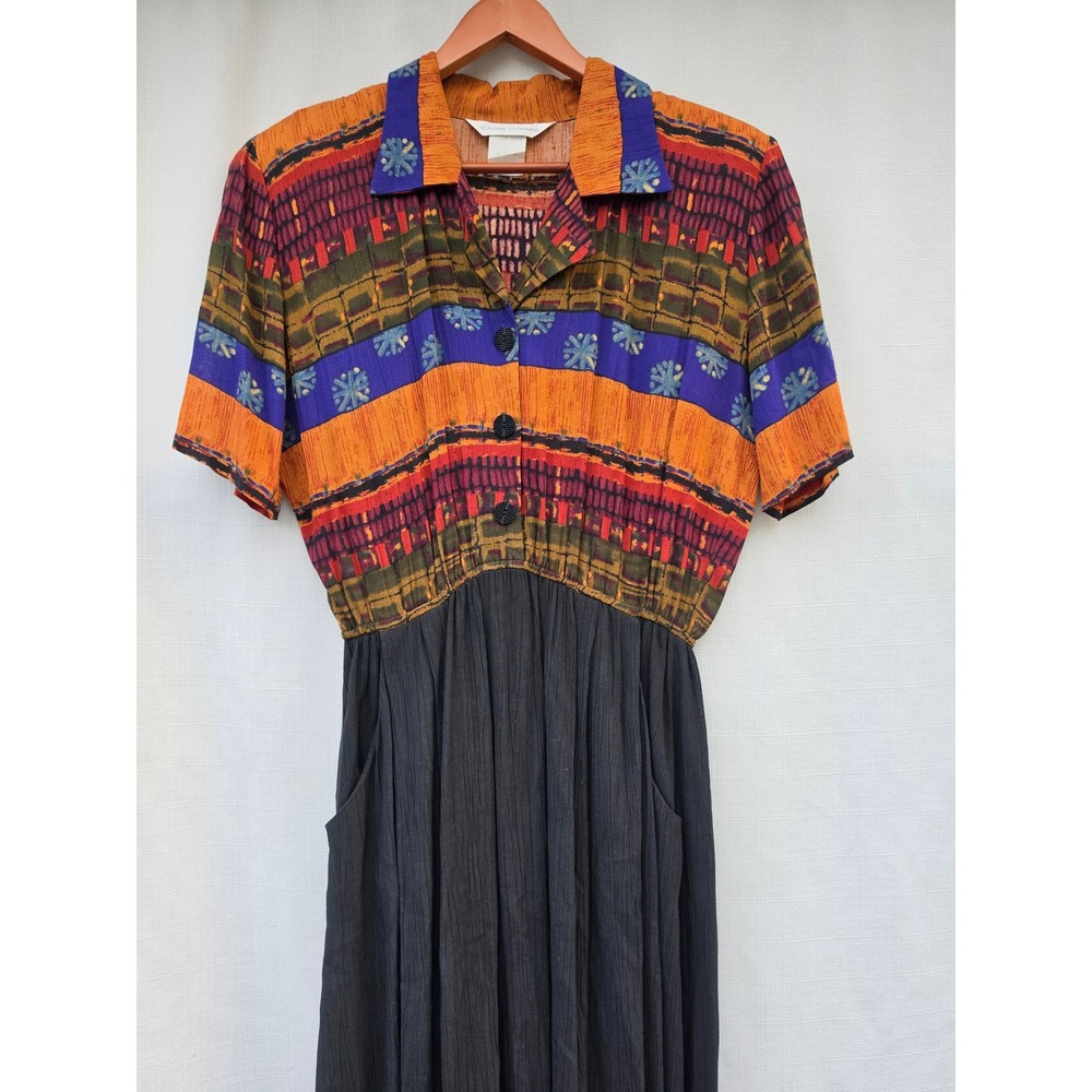 Casual Corner Shirt Dress Womens 10 Whimsigoth Artsy Granola Girl Boho Geometric - Picture 6 of 8